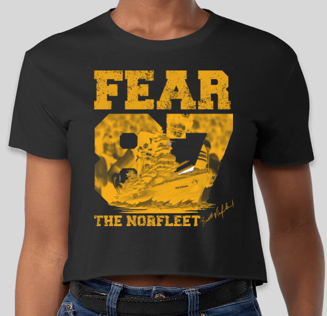 Fear the Norfleet Crop Top (Black, Gold and White)