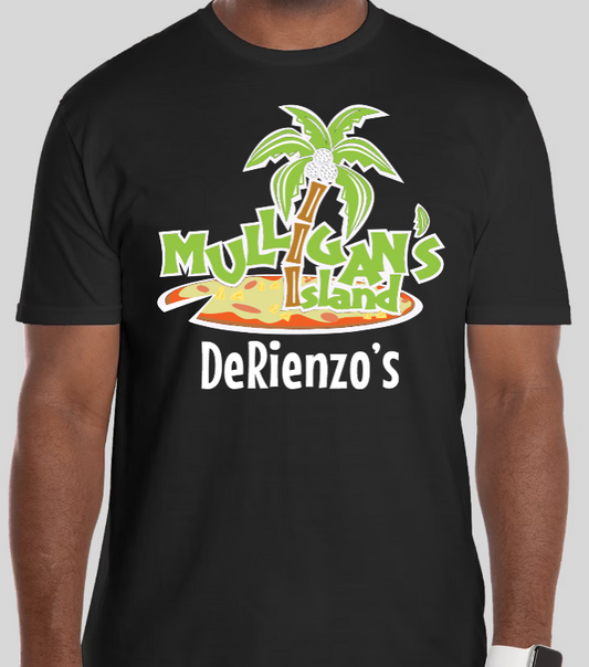 DeRienzo's Mulligan Island T-shirt (Black, Sports Grey and White)