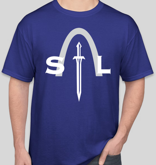 STL Battle Sword T-shirt (Dark Royal and Sport Grey)